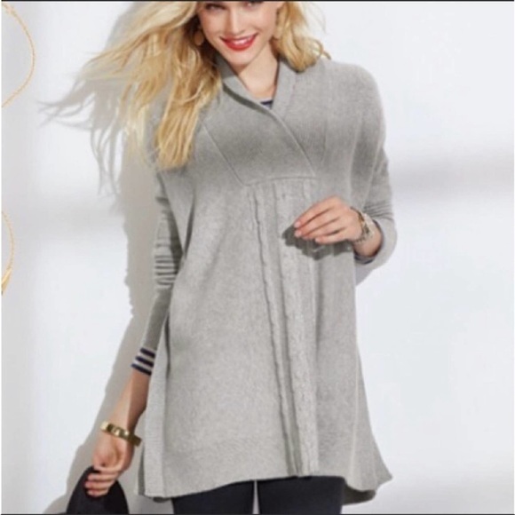 CAbi Gray Charlotte Poncho Tunic Sweater Sz S EUC - Picture 3 of 10